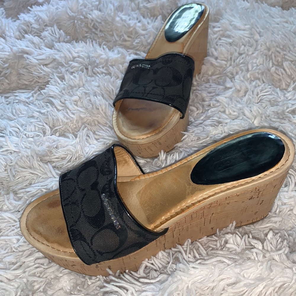 Coach Open Toe Wedges